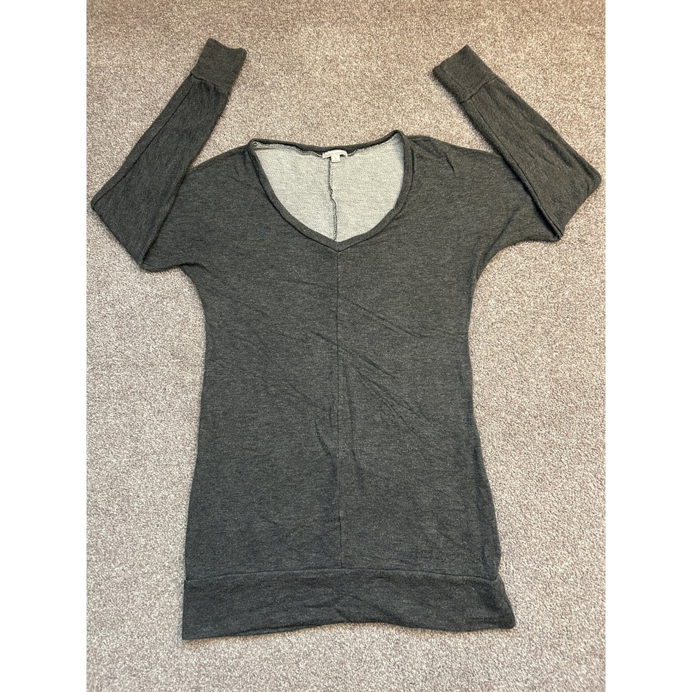 Gap Maternity Tunic Top Womens Small Gray Excellent Long Sleeve V-Neck Seam